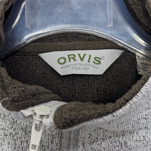 ORVIS Quarter Zip Pullover Sweatshirt Men's L Light Gray Outdoors - Picture 8 of 9